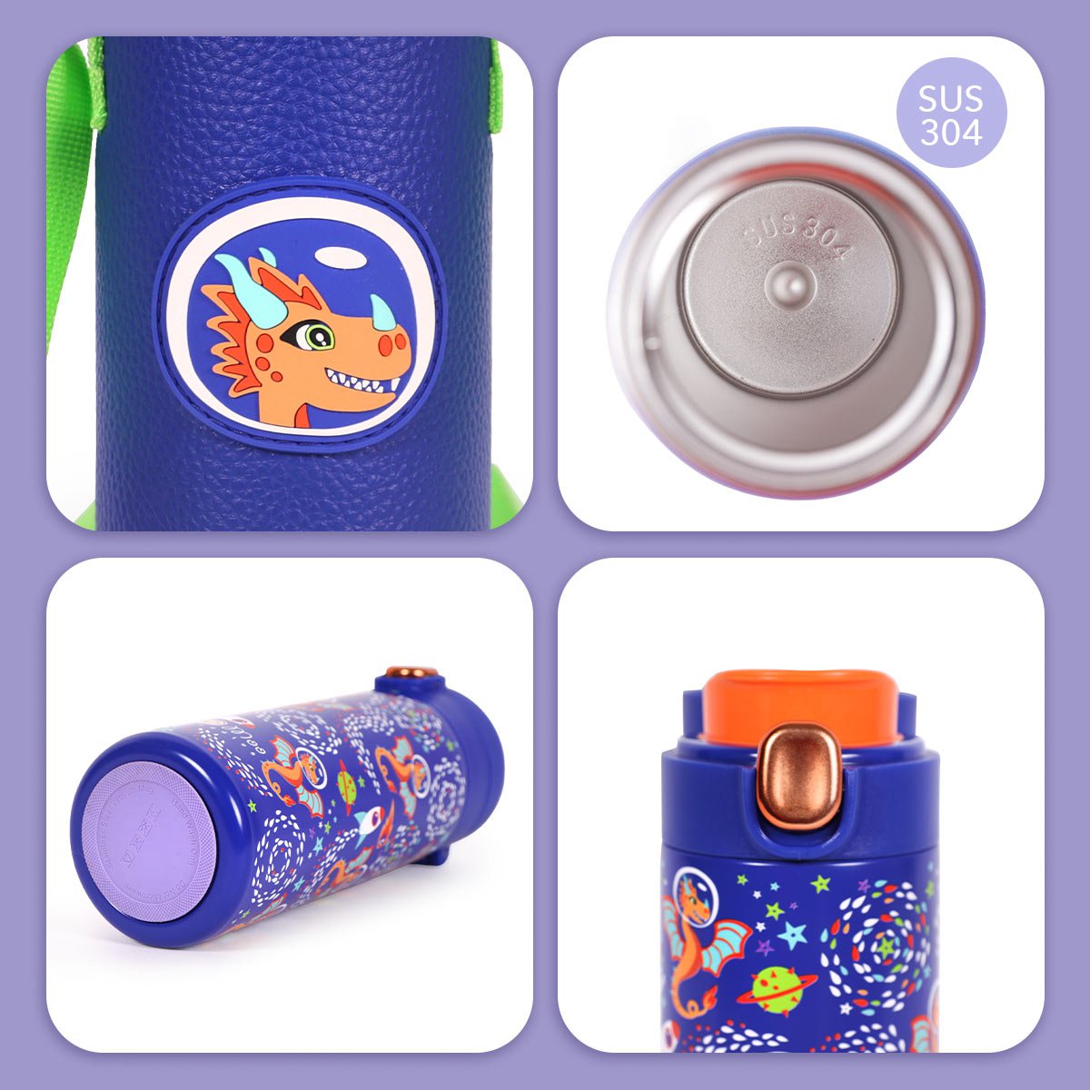 Milk&Moo Stainless Steel Kids Water Bottle Ponix 420ml