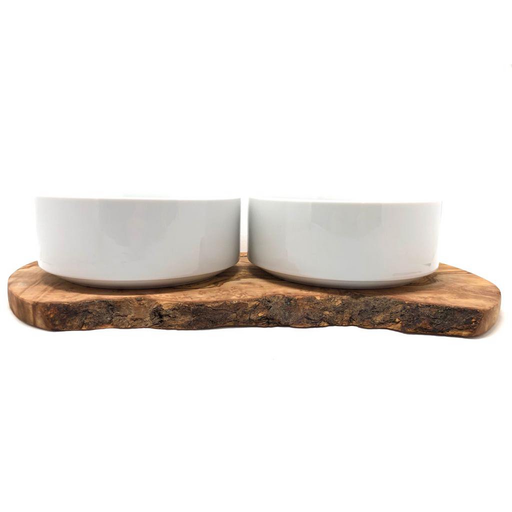 Feeding station RUSTY (2x 1.5 liter porcelain bowl) for feed and water