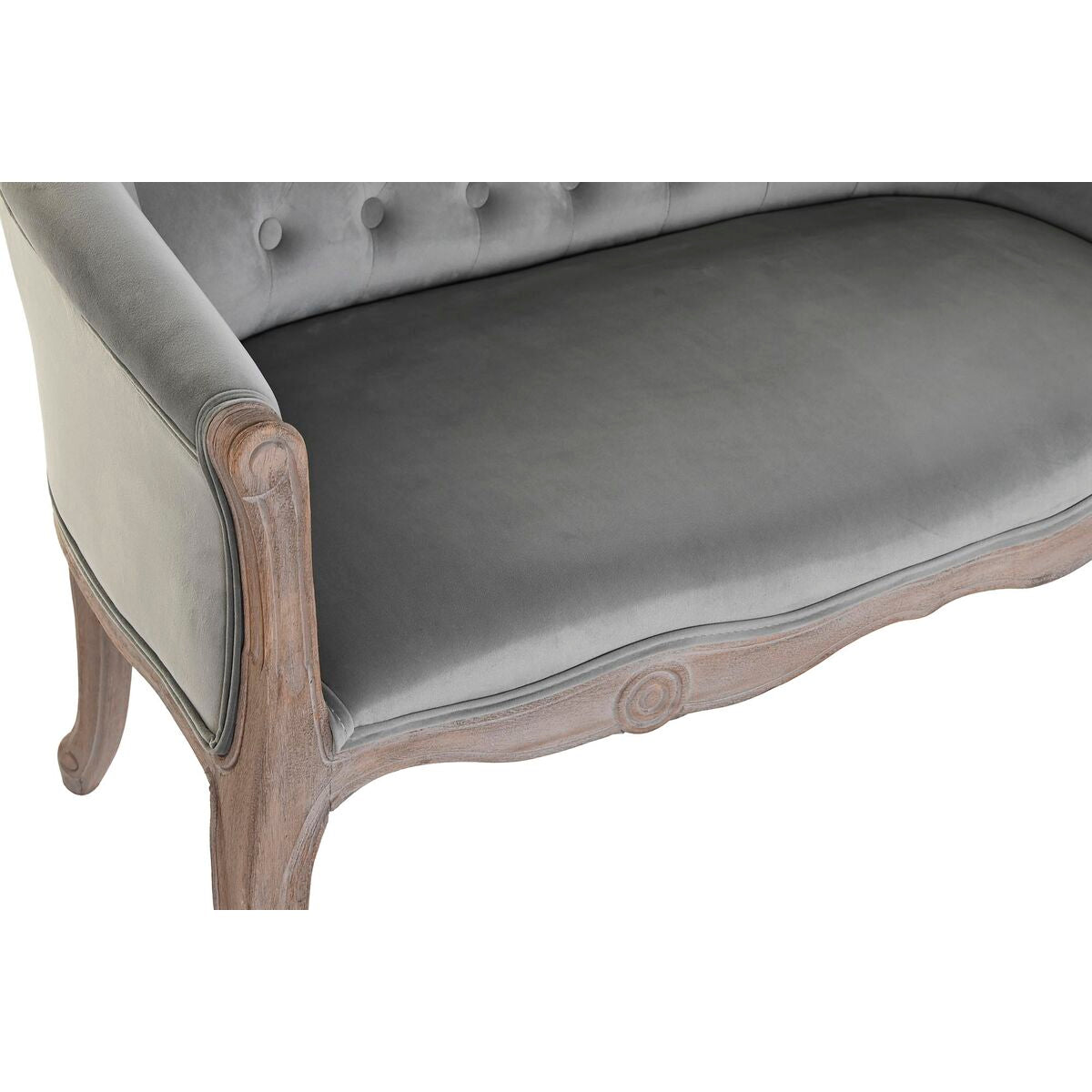 Sofa DKD Home Decor 107 x 60 x 69 cm, Grau, Samt & Gummibaumholz