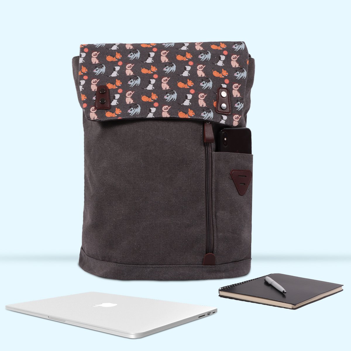Biggdesign Dogs Vintage Laptop Backpack, Grey