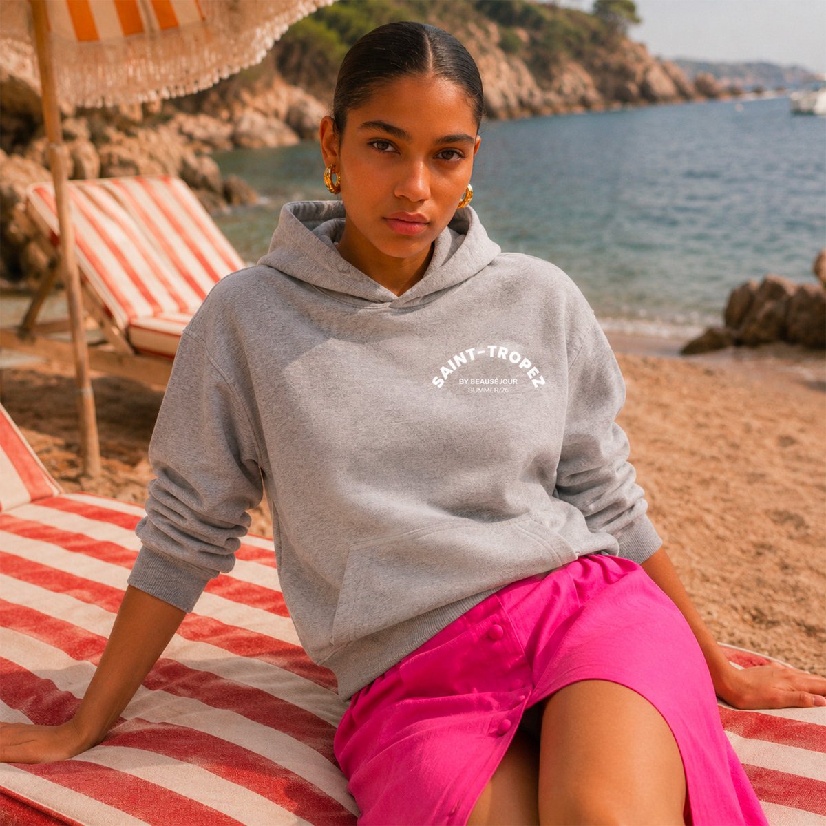 Gray hoodie Saint-Tropez Women