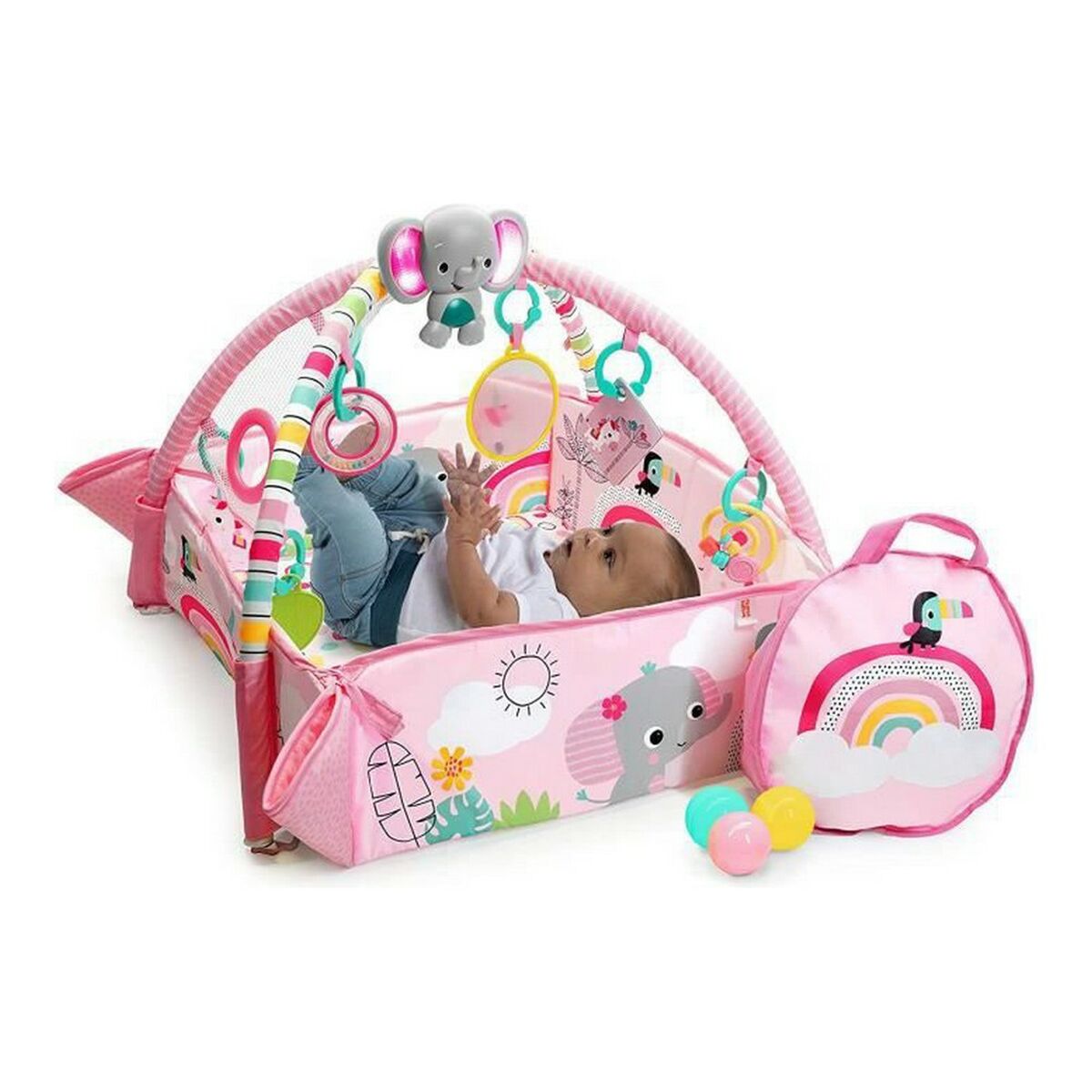 Playground Bright Starts Activity Gym Pink 5-in-1 Rainbow