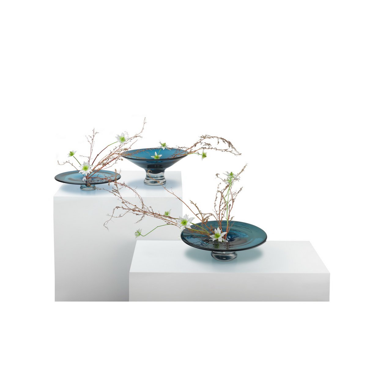 round conical vase or bowl, deep ink blue color: ALAIN