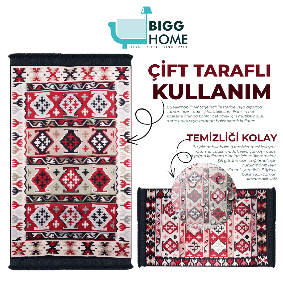 Bigghome SA1590A Double Sided Rug 31,50 inch * 59,05 inch, 3.21 lbs.
