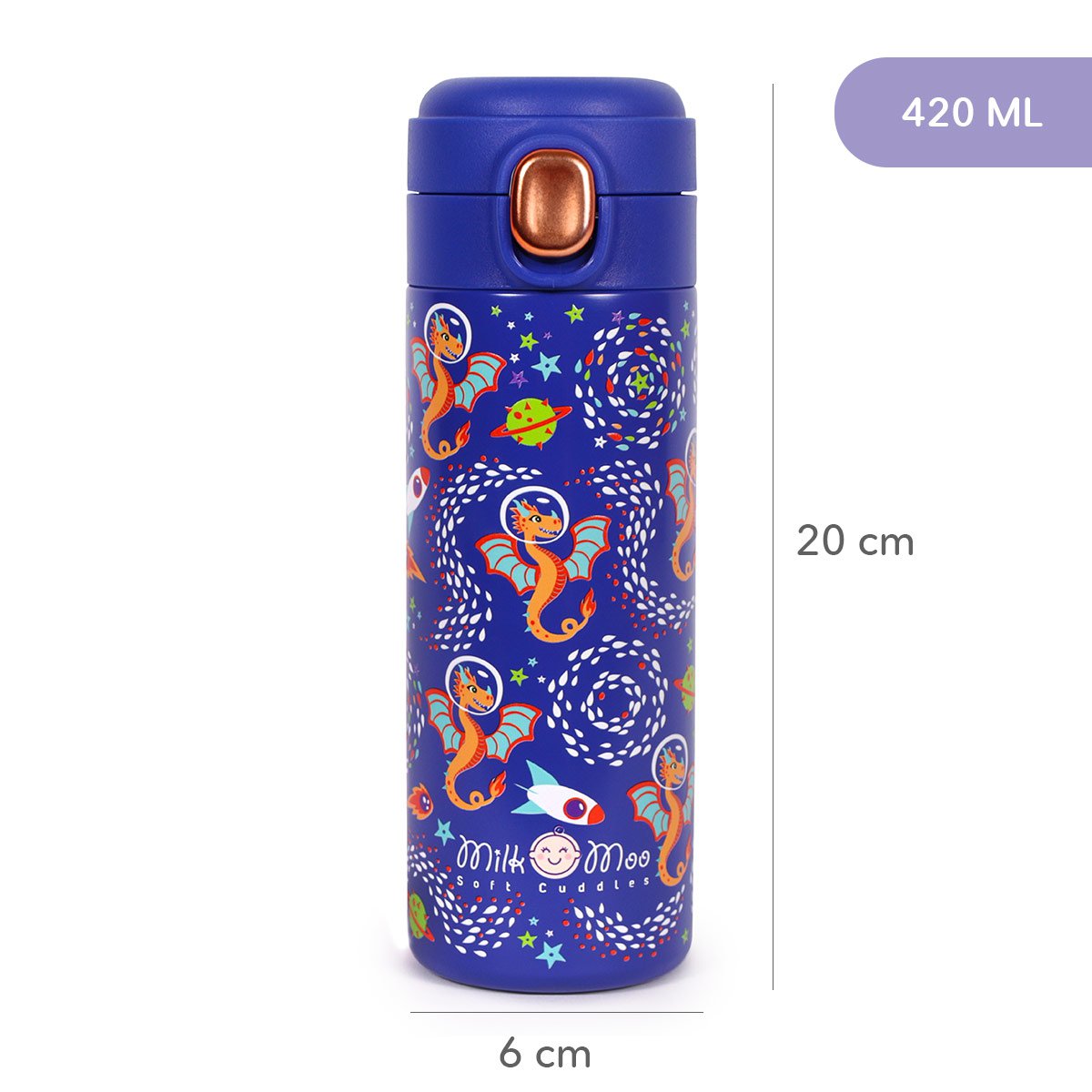 Milk&Moo Stainless Steel Kids Water Bottle Ponix 420ml