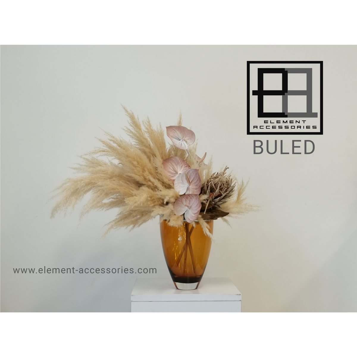 glass vase in deep amber color from luxury glass, BULED