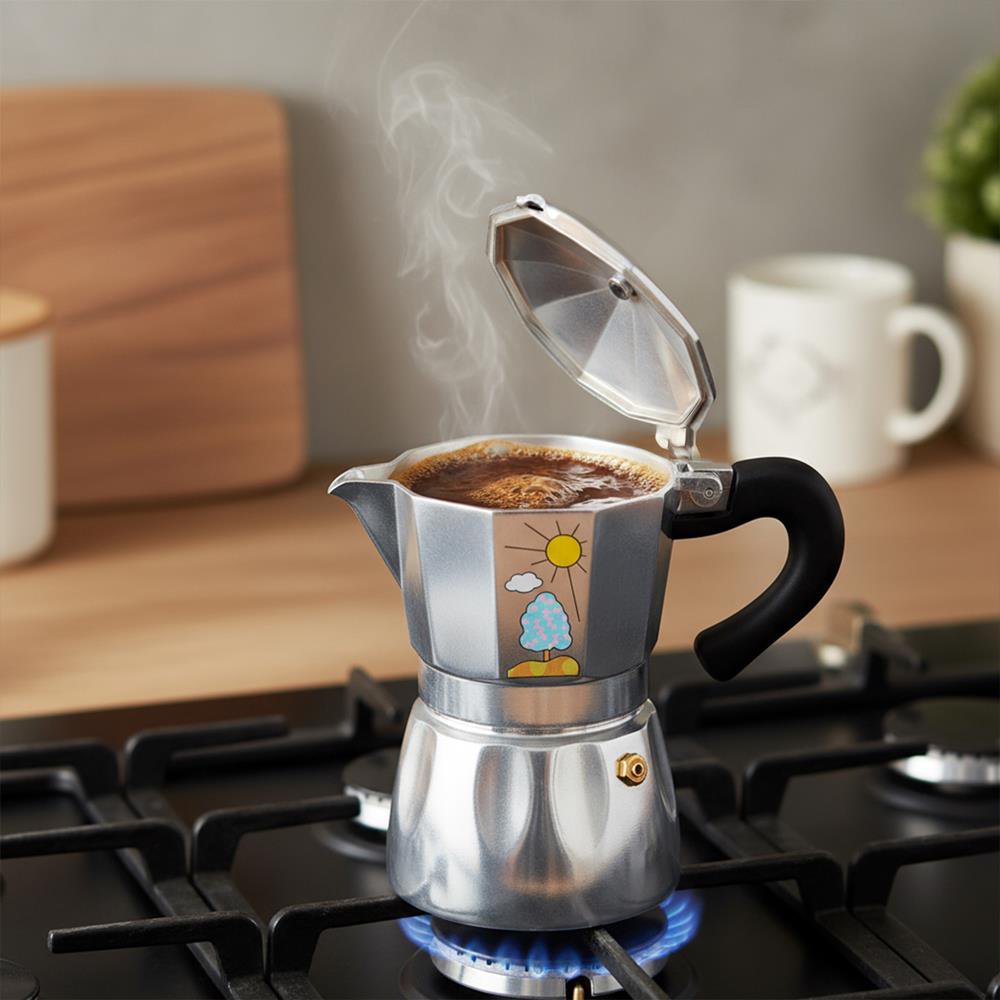 Any Morning Stainless Steel Espresso Coffee Stovetop Maker Pot 6 Cups, 8 oz