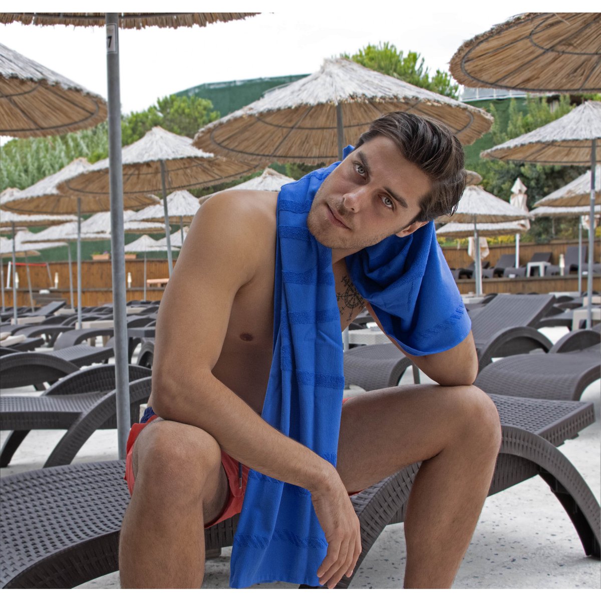 Anemoss Anchor Beach Towel – Blue, 140x70 cm/27.5x55 inches