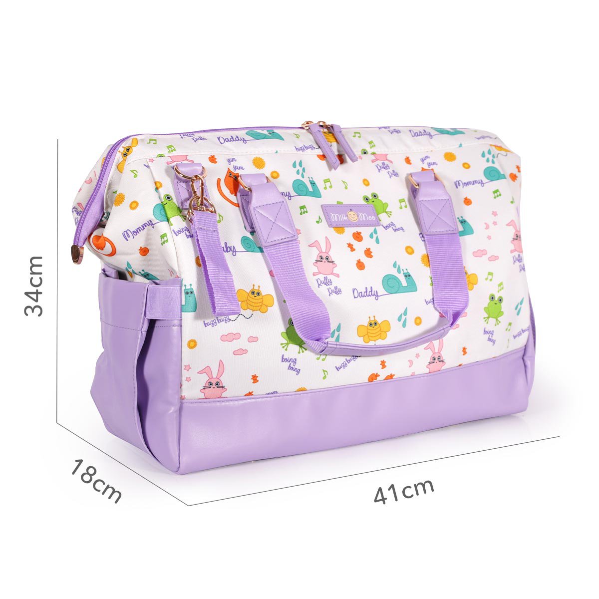Milk&Moo Waterproof Diaper Tote Nappy Bag For Boys and Girls, Large