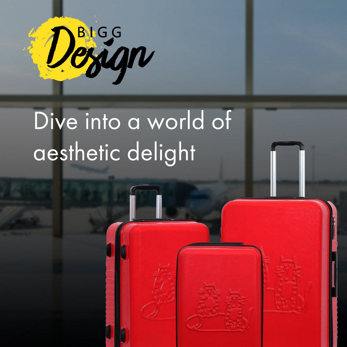 Biggdesign Cats Hardshell Spinner Luggage Set, Red, 3 Pcs  44 - 66 - 99 lbs