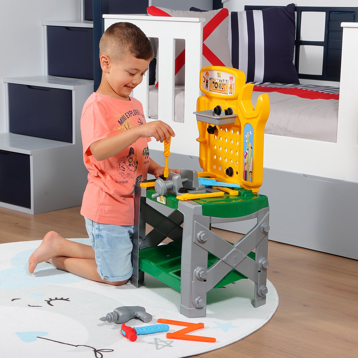 Ogi Mogi Kids Tool Bench, 33 Pieces Construction Workbench with Electric Drill