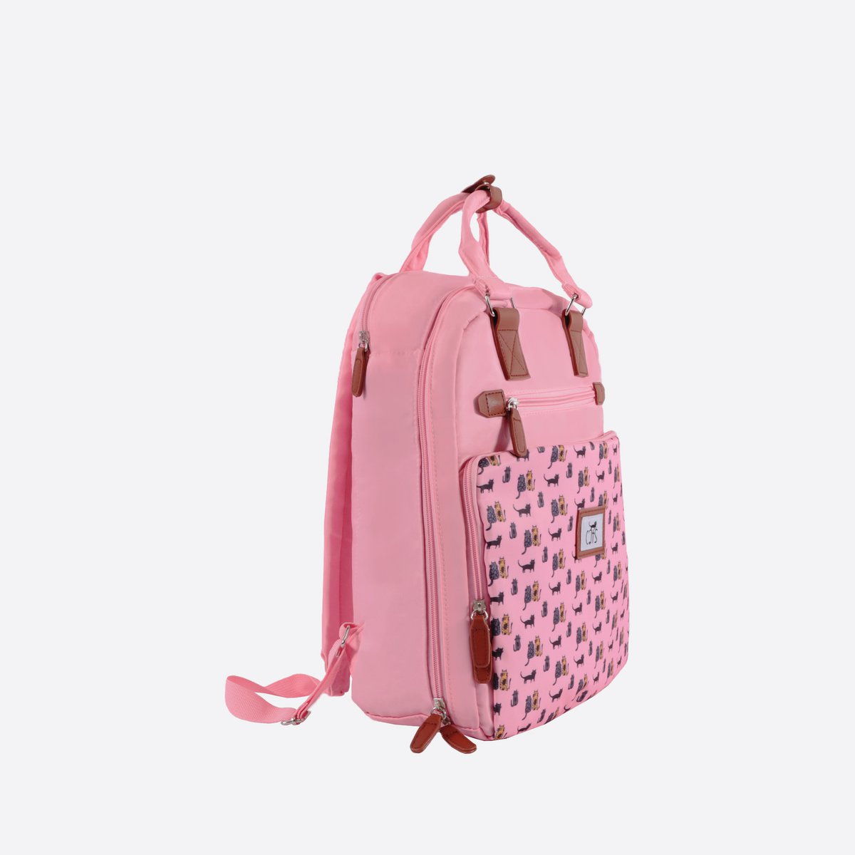 Biggdesign Cats Laptop Backpack, Water-Resistant, 15 inch Laptop Compatible School Bag, Pink