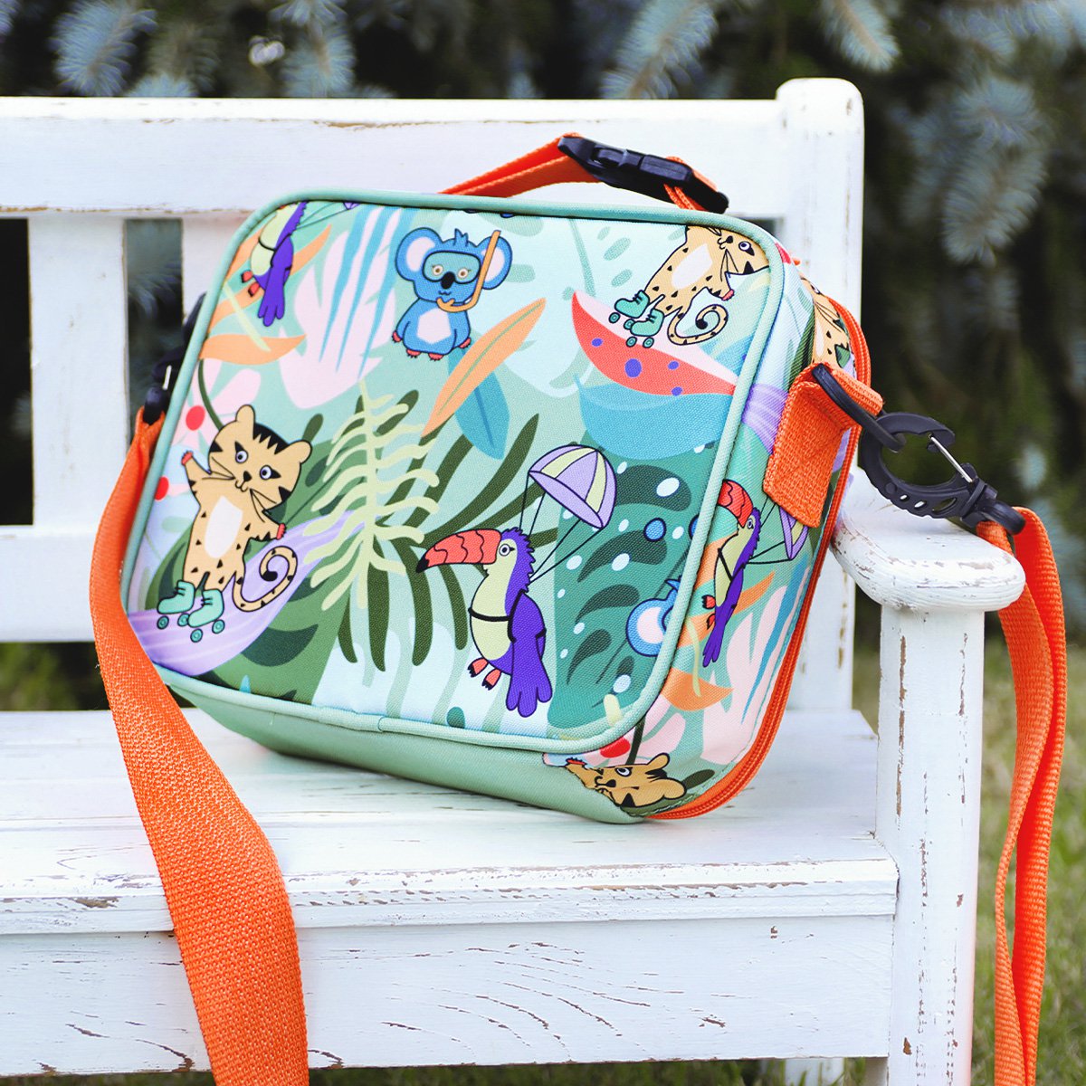 Milk&Moo Insulated Kids School Lunch Bag Box for Girls and Boys, Jungle Friends