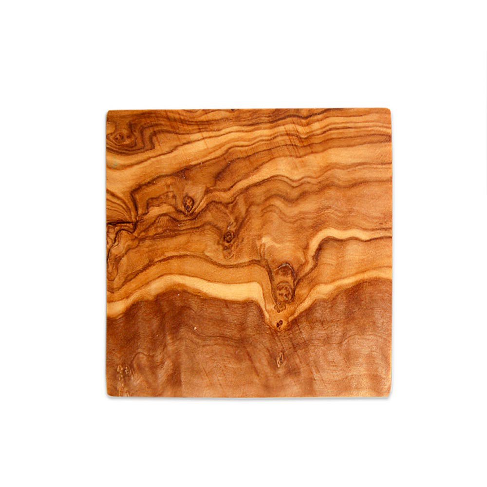 Set of 6 coasters square 9 x 9 cm made of olive wood