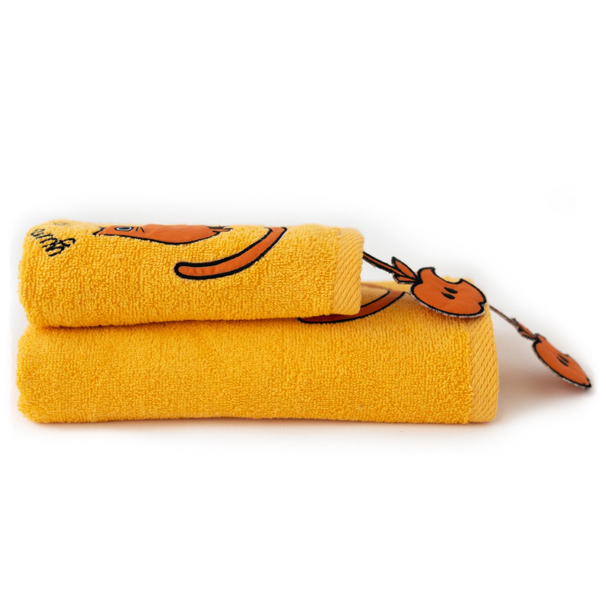Milk & Moo Kids Hand Towel Set of 2 Chubby Cat, %100 Cotton