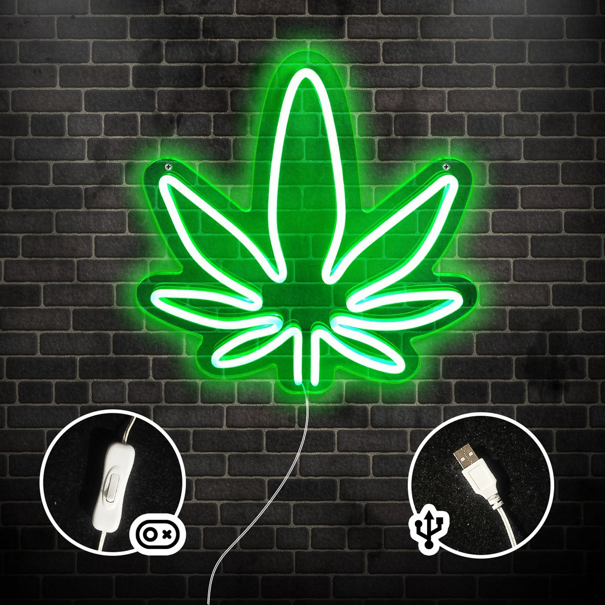 Mad Monkey - Neon Lampe "Weed"