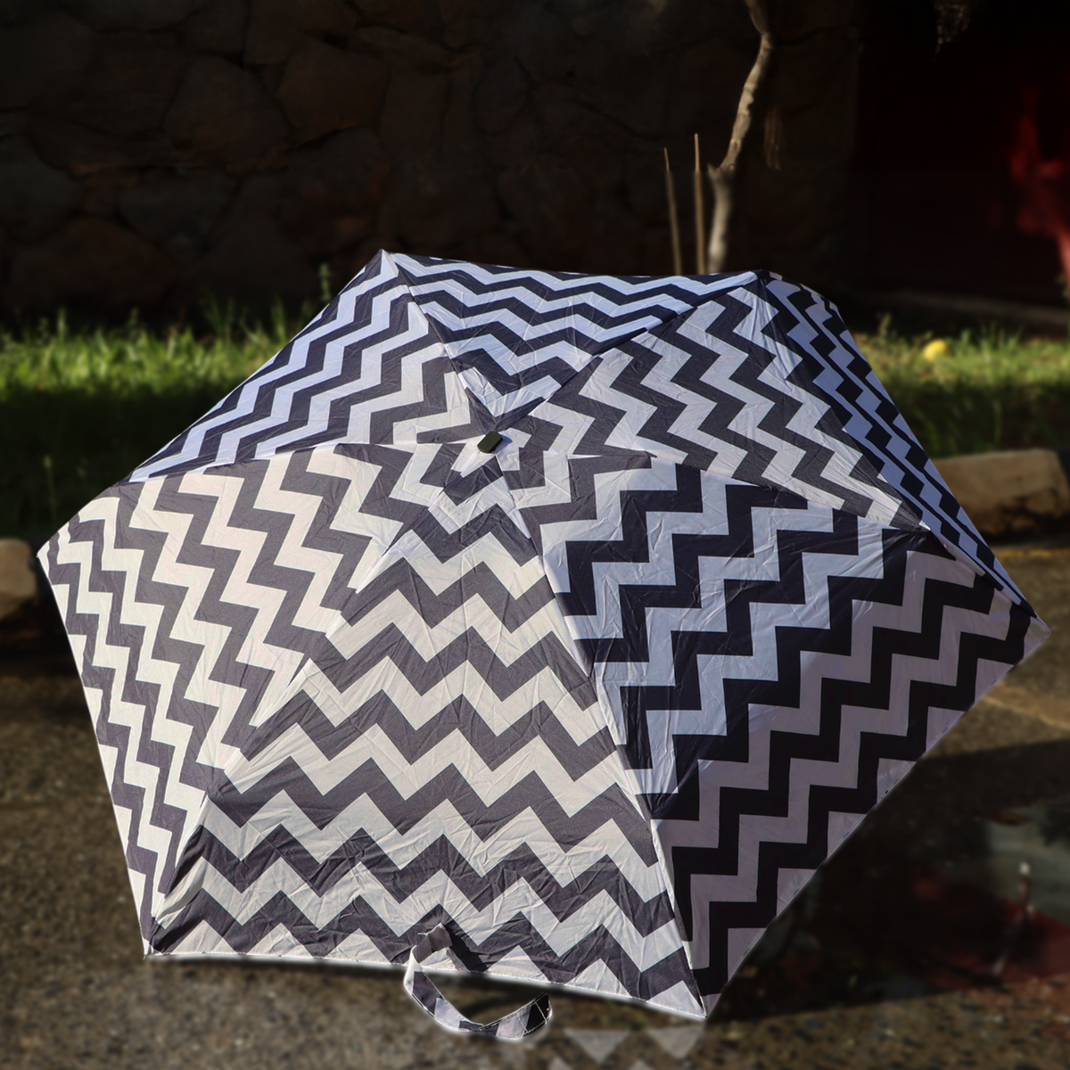 Biggdesign Moods Up Black and White Zigzag Mini Umbrella