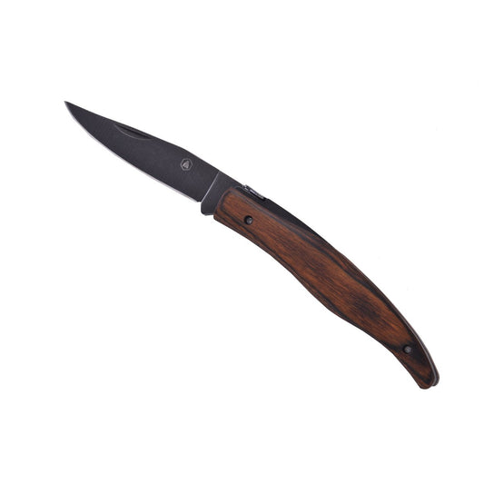 Laguiole - Folding knife with black blade and brown Pakka wood handle