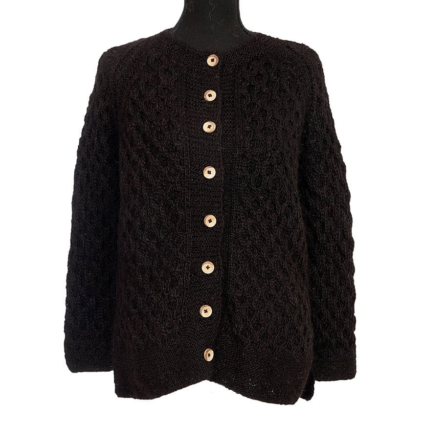 100% Baby Alpaca black cardigan