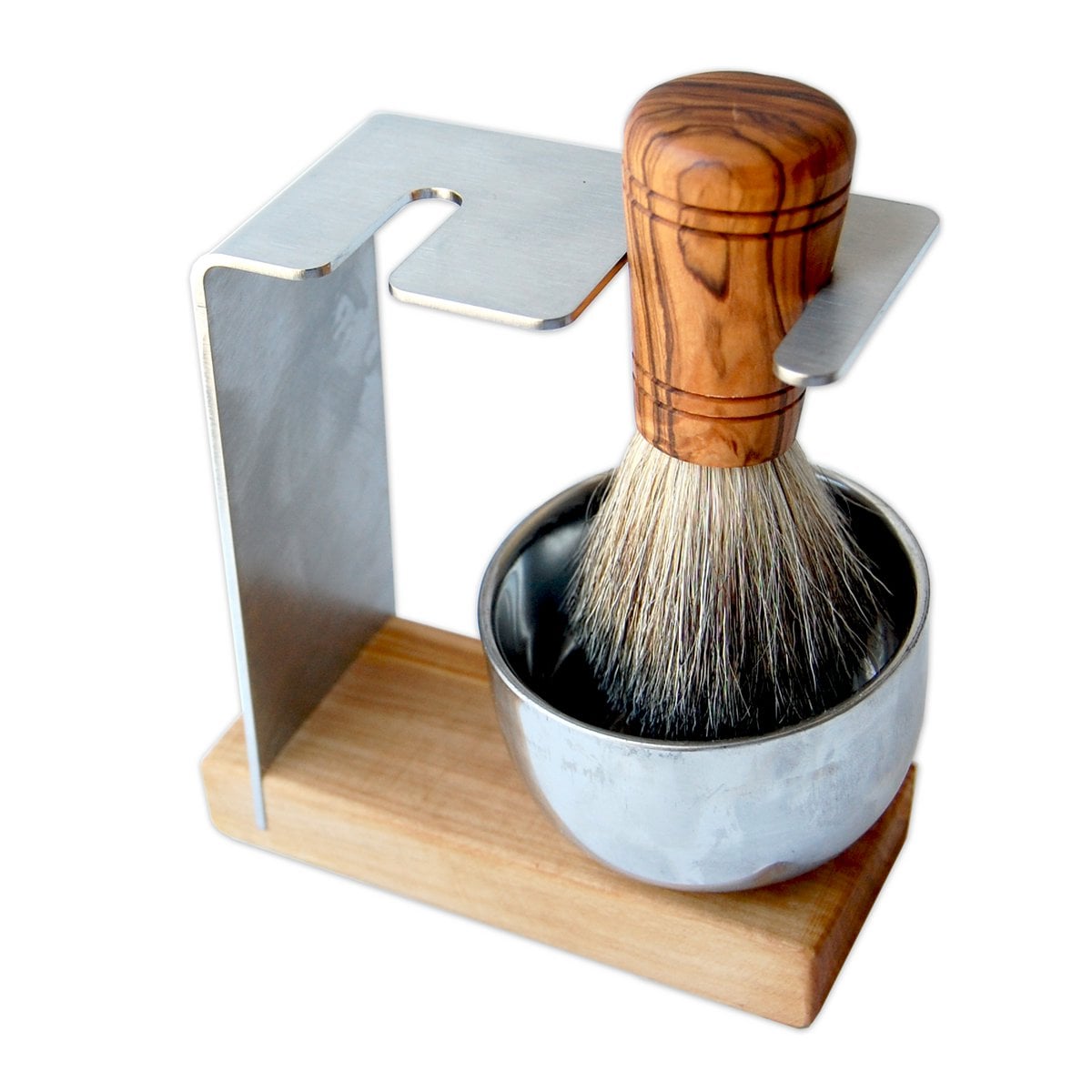 Holder for shaving brush and wet razor incl. stainless steel pot type "Sylt"