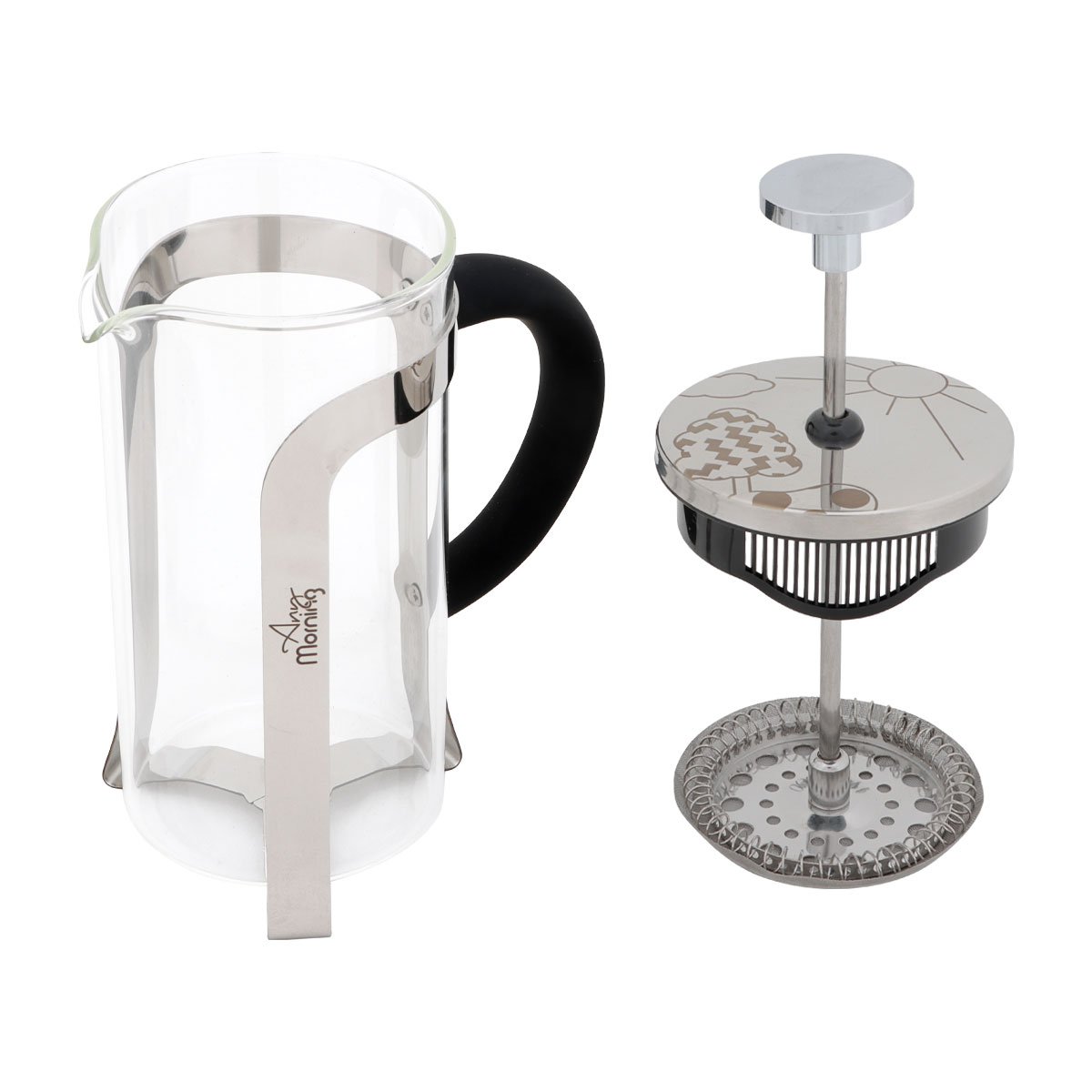 Any Morning French Coffee Press 15 Oz Espresso Tea Maker with Triple Filters