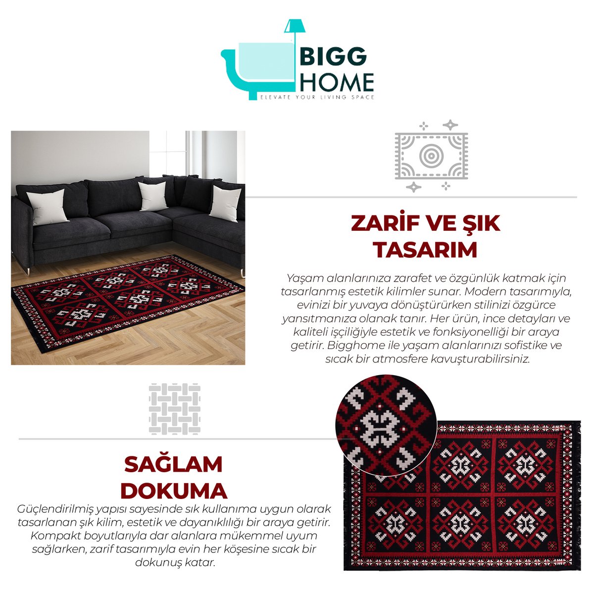 BiggHome Rug - 120*180 cm, Machine Washable, Durable, Ethnic-Inspired Pattern for Living Room, SA25MK , 47.24 x 70.87 inches, 5.7 lbs