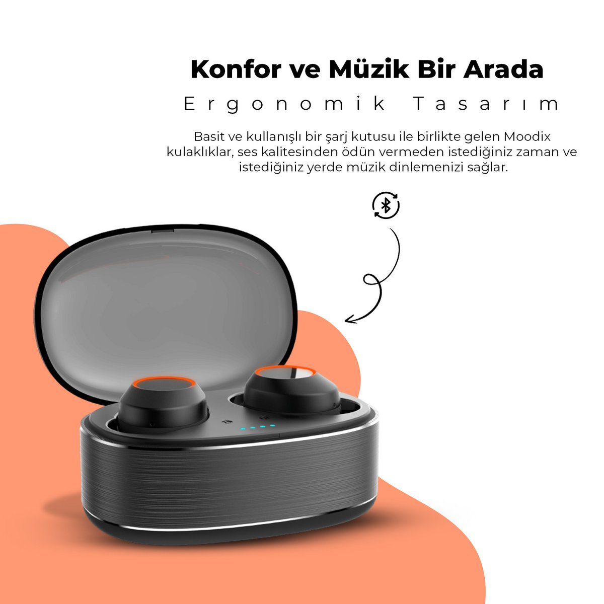 Moodix KI23K020 Bluetooth Earbud Headphones