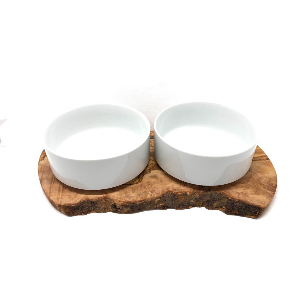 Feeding station RUSTY (2x 1.5 liter porcelain bowl) for feed and water