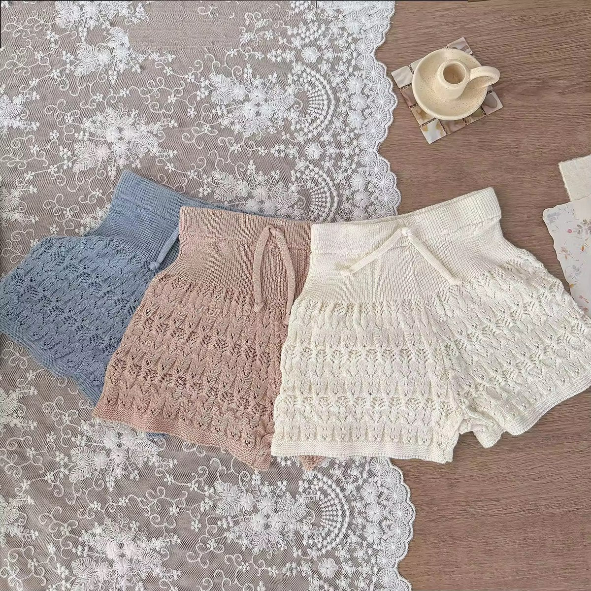 Aila Soft Knit Lace Shorts – 3 Colours
