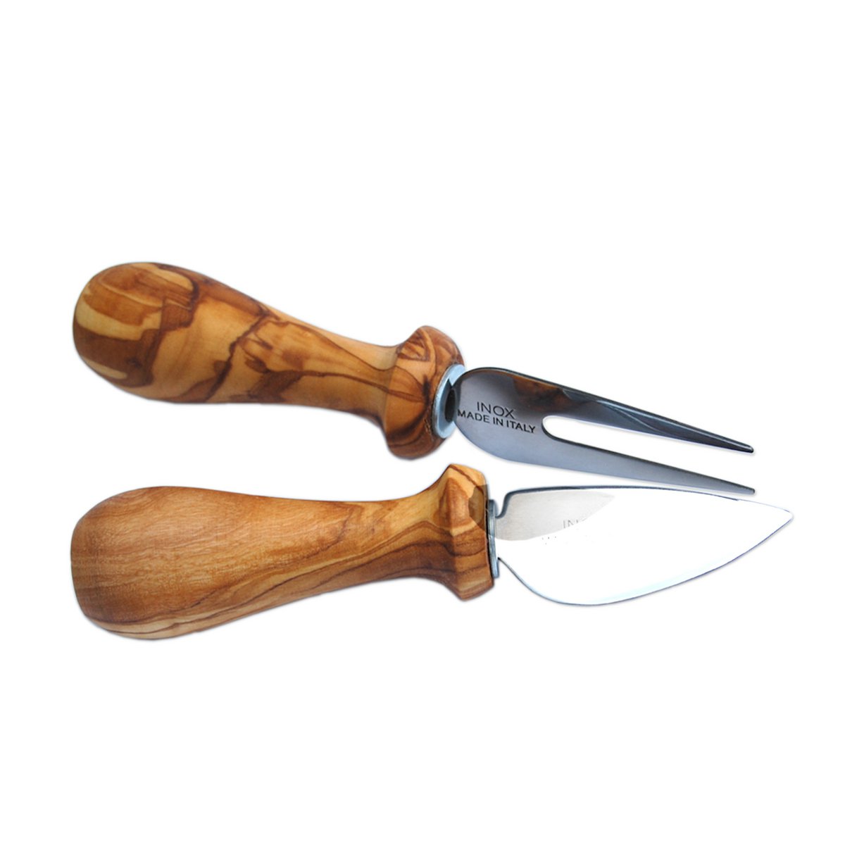Set of 2 cheese cutlery with olive wood handle