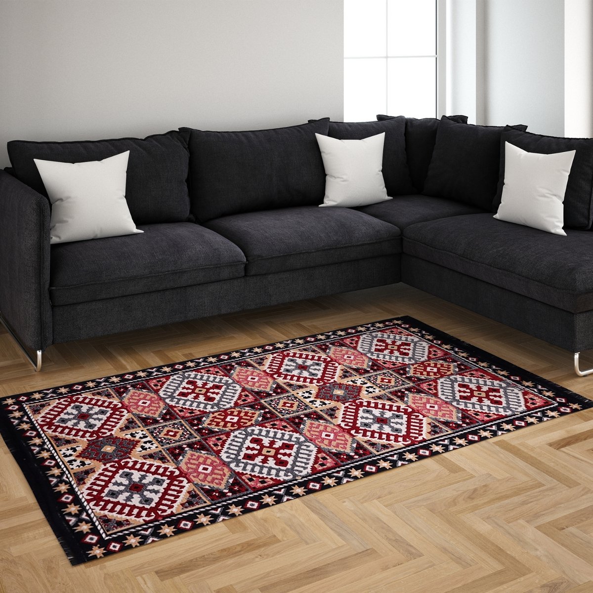 BiggHome Rug - 120*180 cm, Machine Washable, Durable, Modern Pattern for Living Room, SA25EU, 47.24 x 70.87 inches, 5.7 lbs
