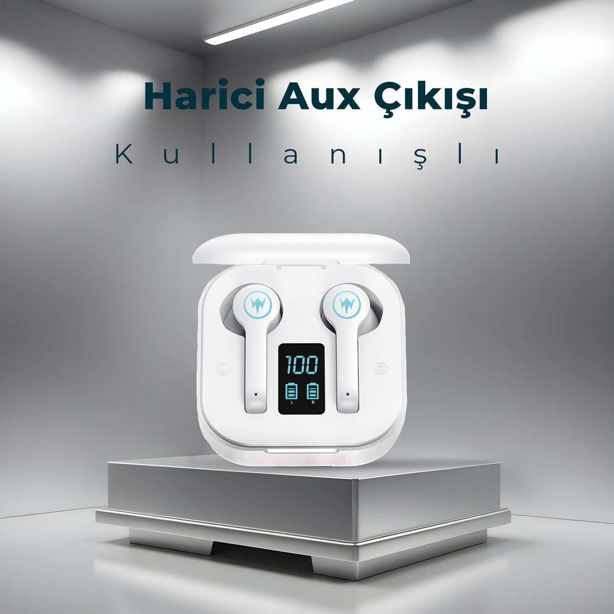 Moodix KI23K49 Bluetooth Earbuds White LCD Display