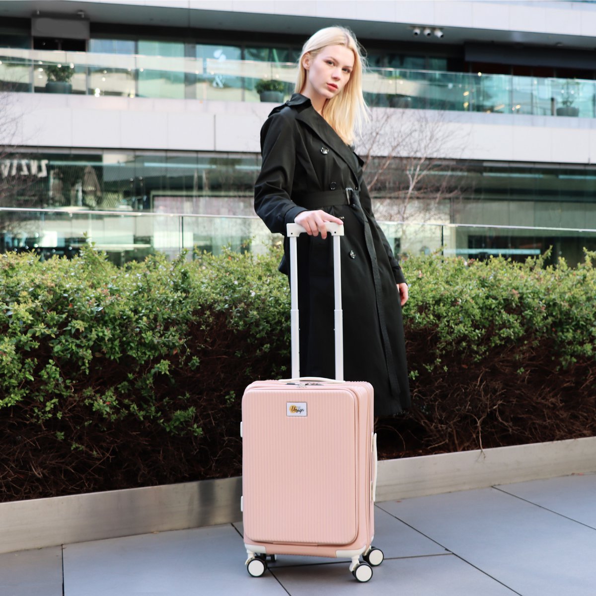 Biggdesign Moods Up Luggage with Cup Holder and USB Port, 20", Pink