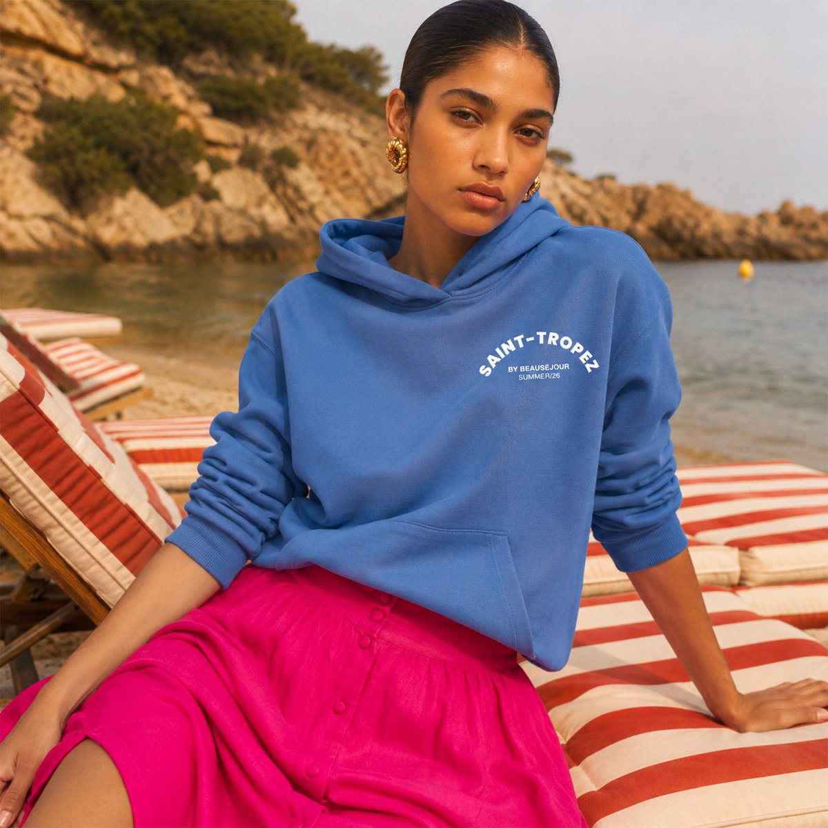 Blue hoodie Saint-Tropez Woman