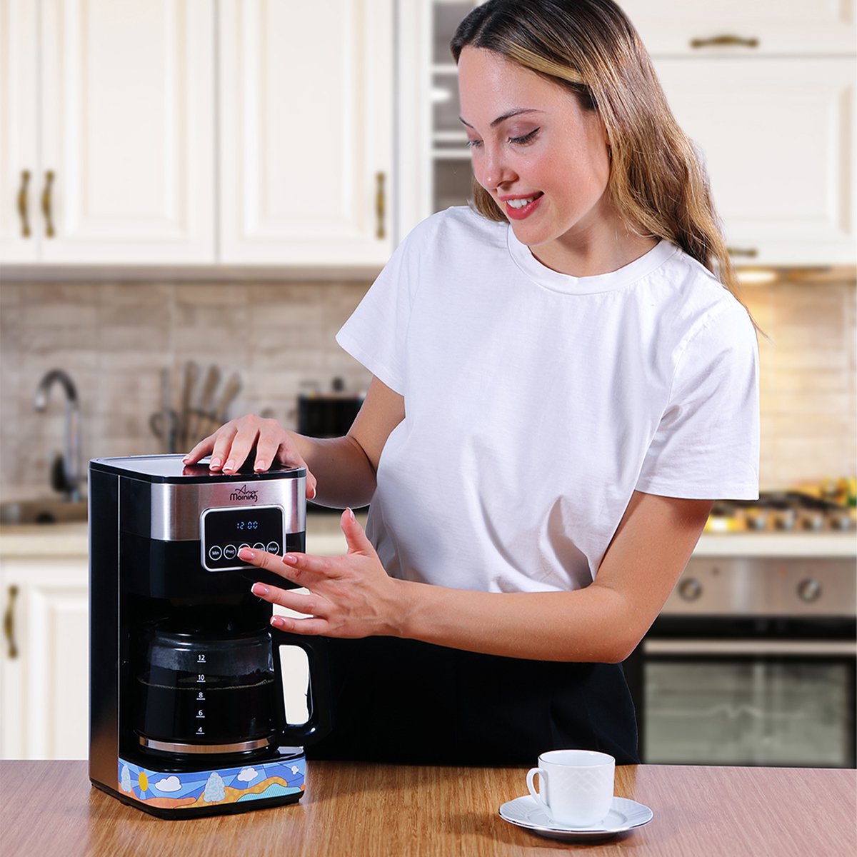Any Morning SH21615S  Filter Coffee Maker, 10 Cups, 1.5L, Programmable, Touch Screen, Anti-Drip, Strength Control