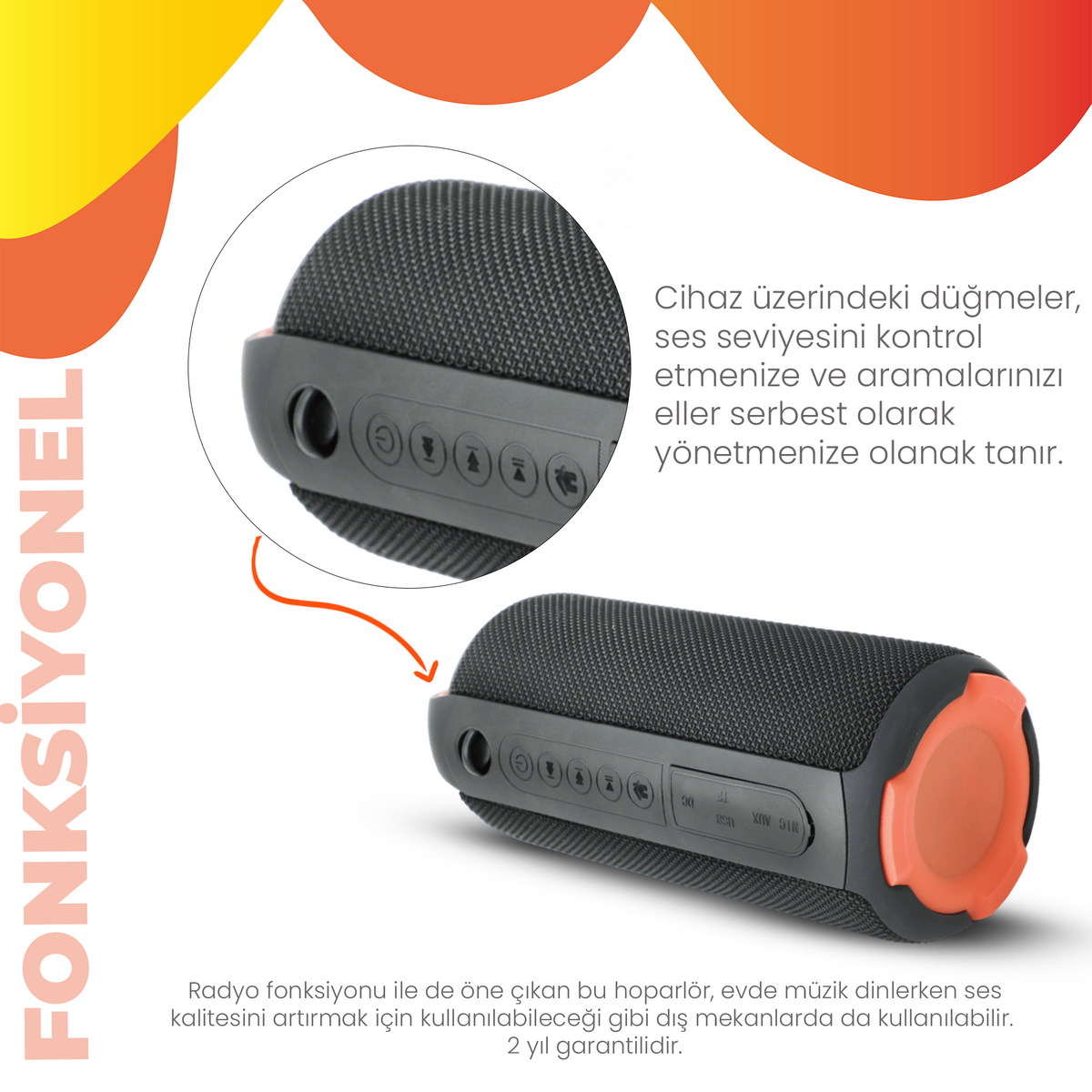 Moodix KI23KS162 Bluetooth Speaker, Black 10W*2 IPX6 Water Resistant