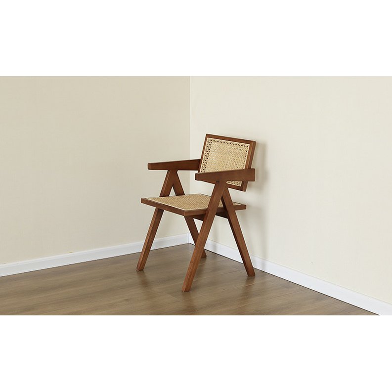 chair Pierre Jeanneret wood + rattan, high quality
