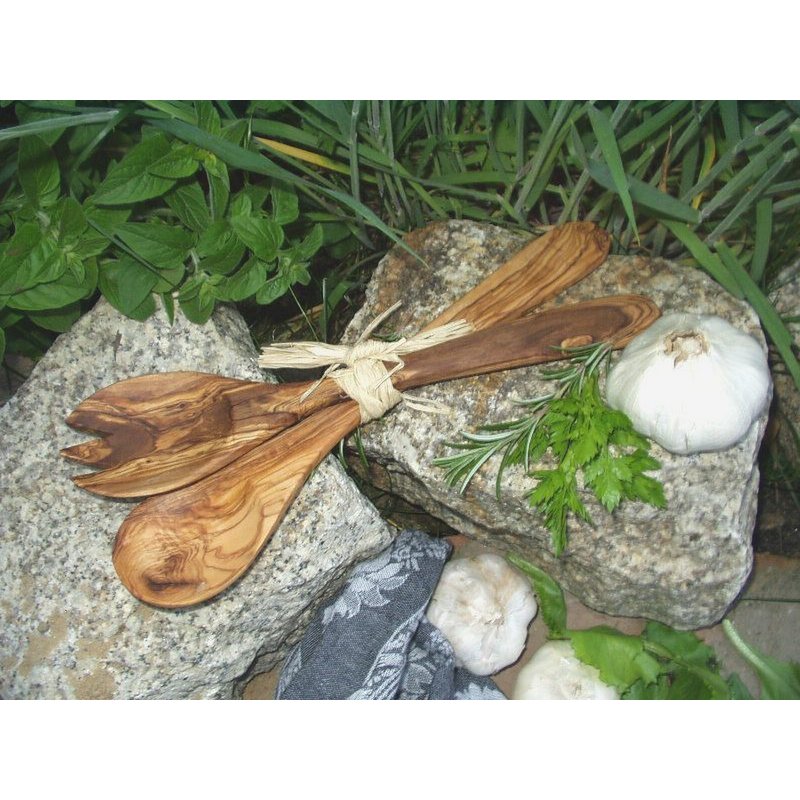 Personalized Olive Wood Salad Servers 30 cm