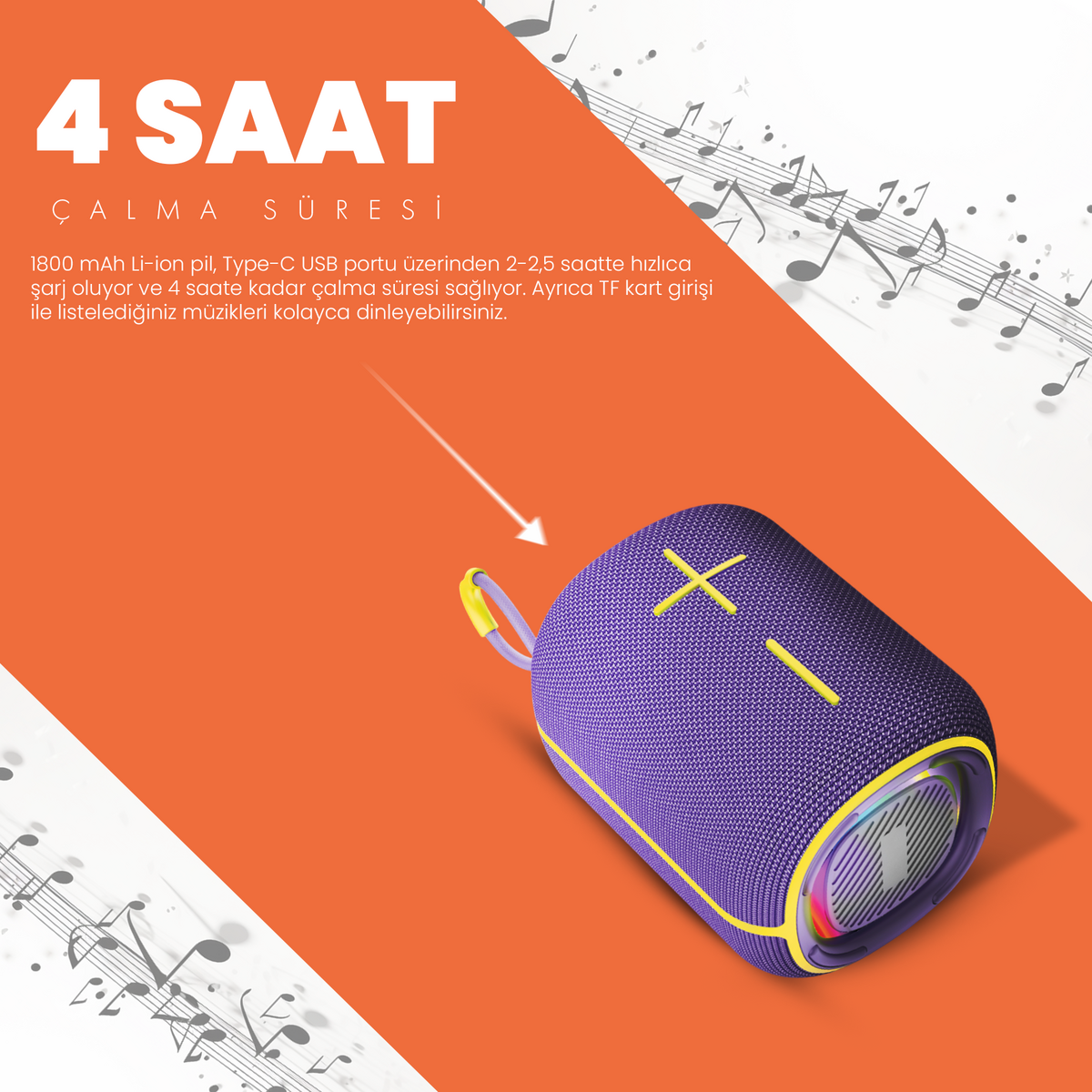 Moodix KI23KSV6 Bluetooth Speaker, Purple 10W IPX6 Water Resistant