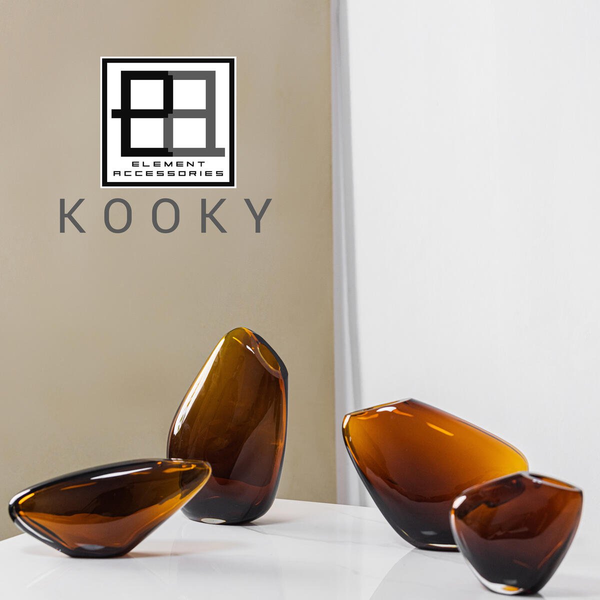 Long stretched luxury glass vase of innovative organic design, KOOKY13AM