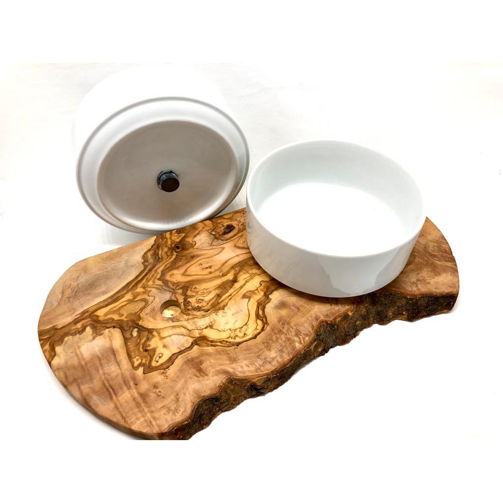 Feeding station RUSTY (2x 1.5 liter porcelain bowl) for feed and water