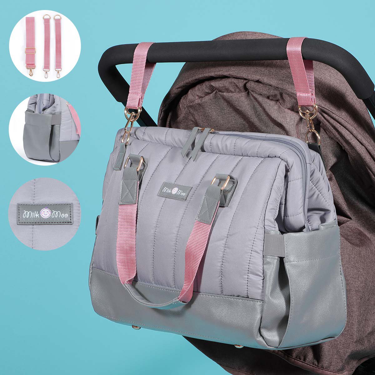 Milk&Moo Diaper Bag Quilted Dark Gray