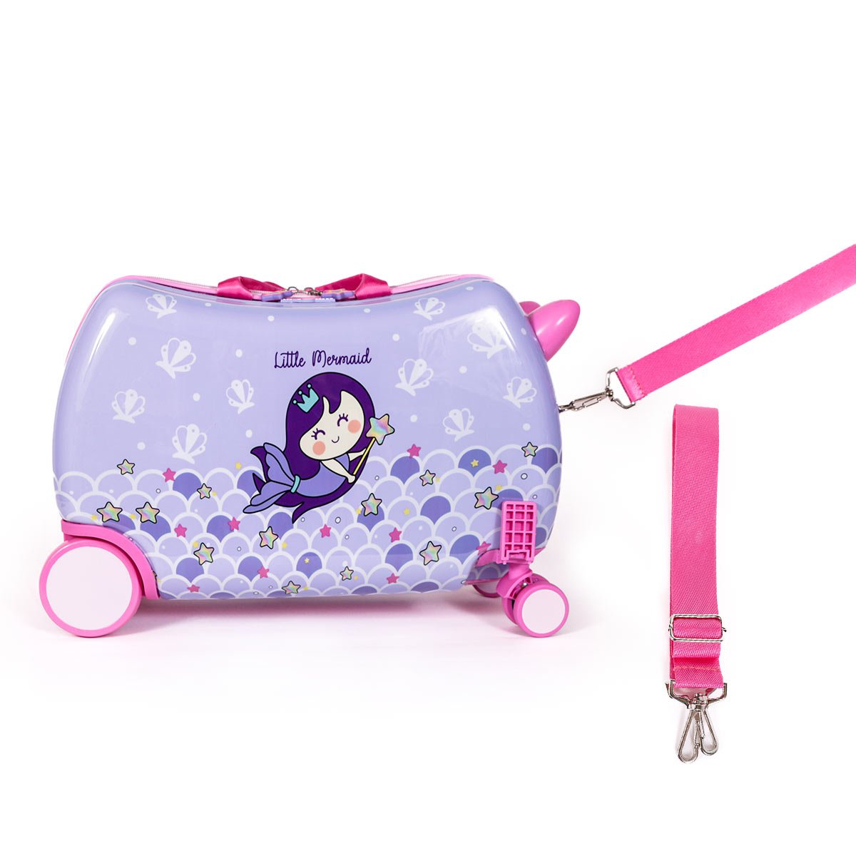 MILK&MOO Rideable Kids Suitcase Little Mermaid, Fun and Safe, 50kg/110Lb