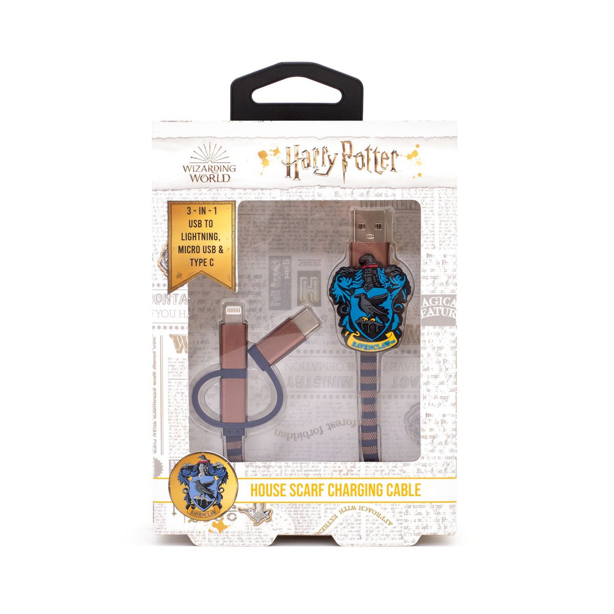 Harry Potter - Ravenclaw 3in1-Ladekabel Scarf-Cable (Lightning/Micro/USB-C)