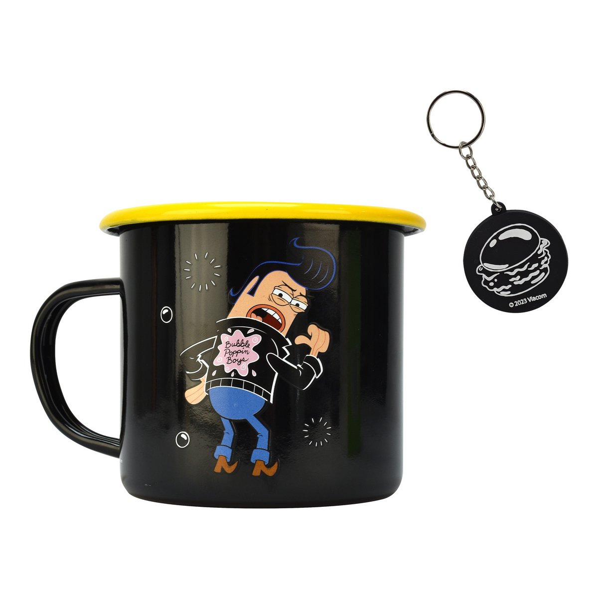 Spongebob Squarepants mug including keychain, SpongeBob and Patrick with soap bubbles, official merch