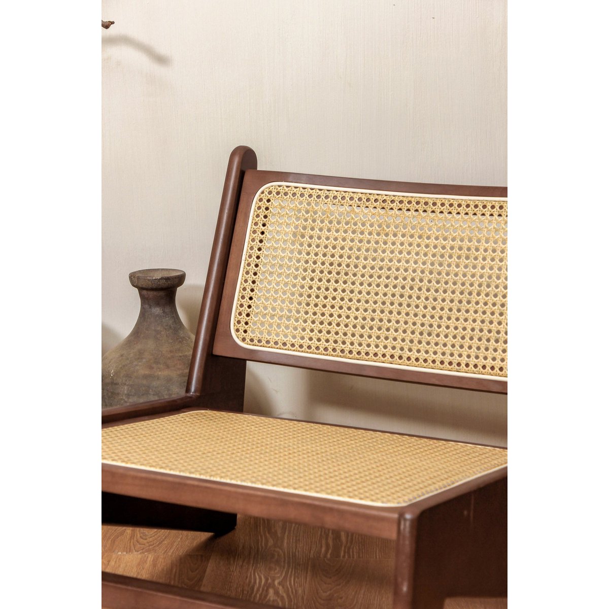 Designer rattan and wood seat - fauteuil - Kangaroo - Japandi style