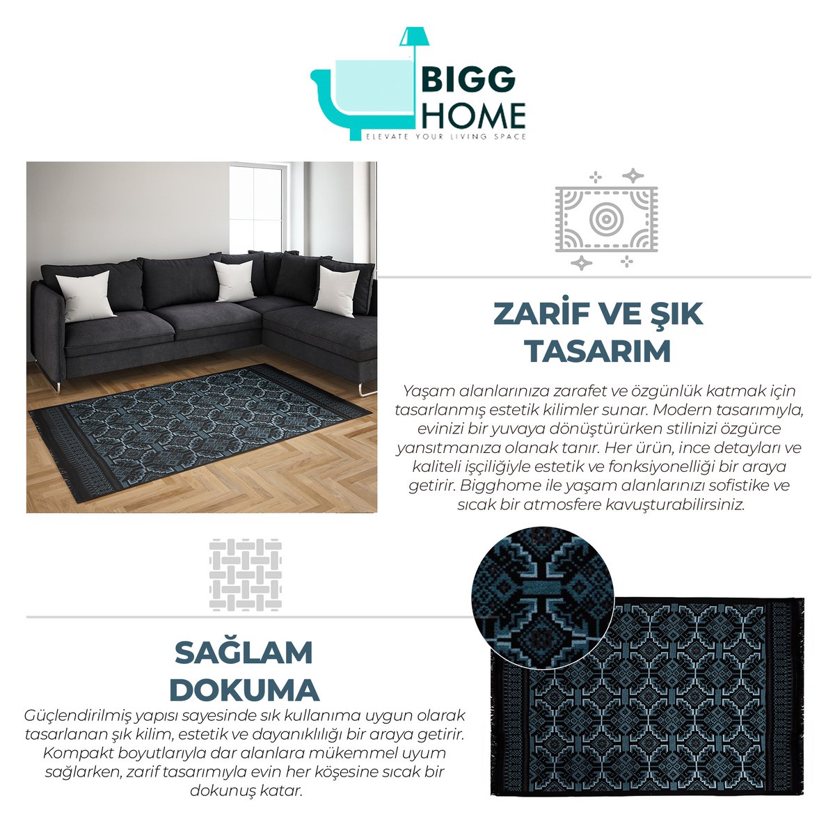 BiggHome Rug - 80*150 cm, Machine Washable, Durable, Ethnic-Inspired Pattern for Living Room, SA25AT , 31.5 x 59.06 inches, 3.21 lbs.
