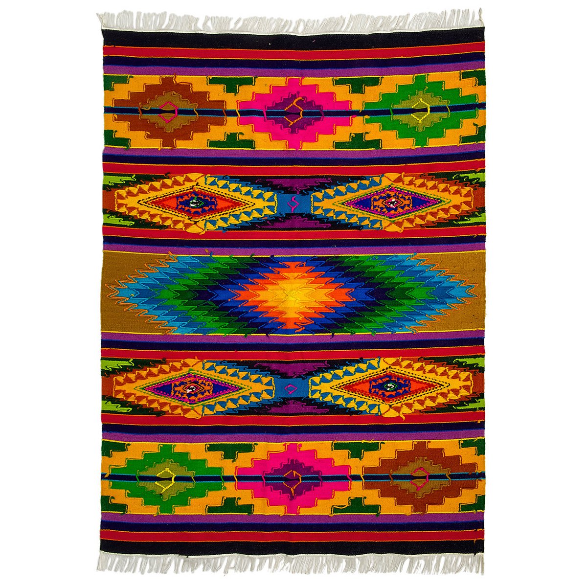 Wool Rug Aztec - Southwestern - Ethnic Design - Multicolor Rug - Midsize rug
