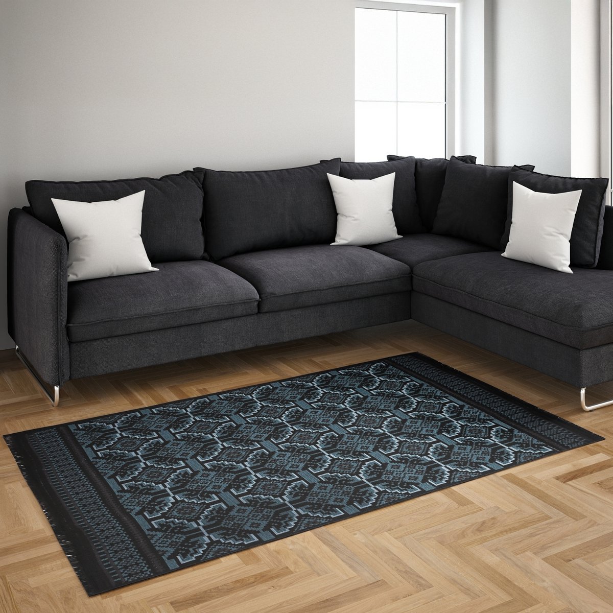 BiggHome Rug - 120*180 cm, Machine Washable, Durable, Ethnic-Inspired Pattern for Living Room, SA25AT, 47.24 x 70.87 inches, 5.7 lbs
