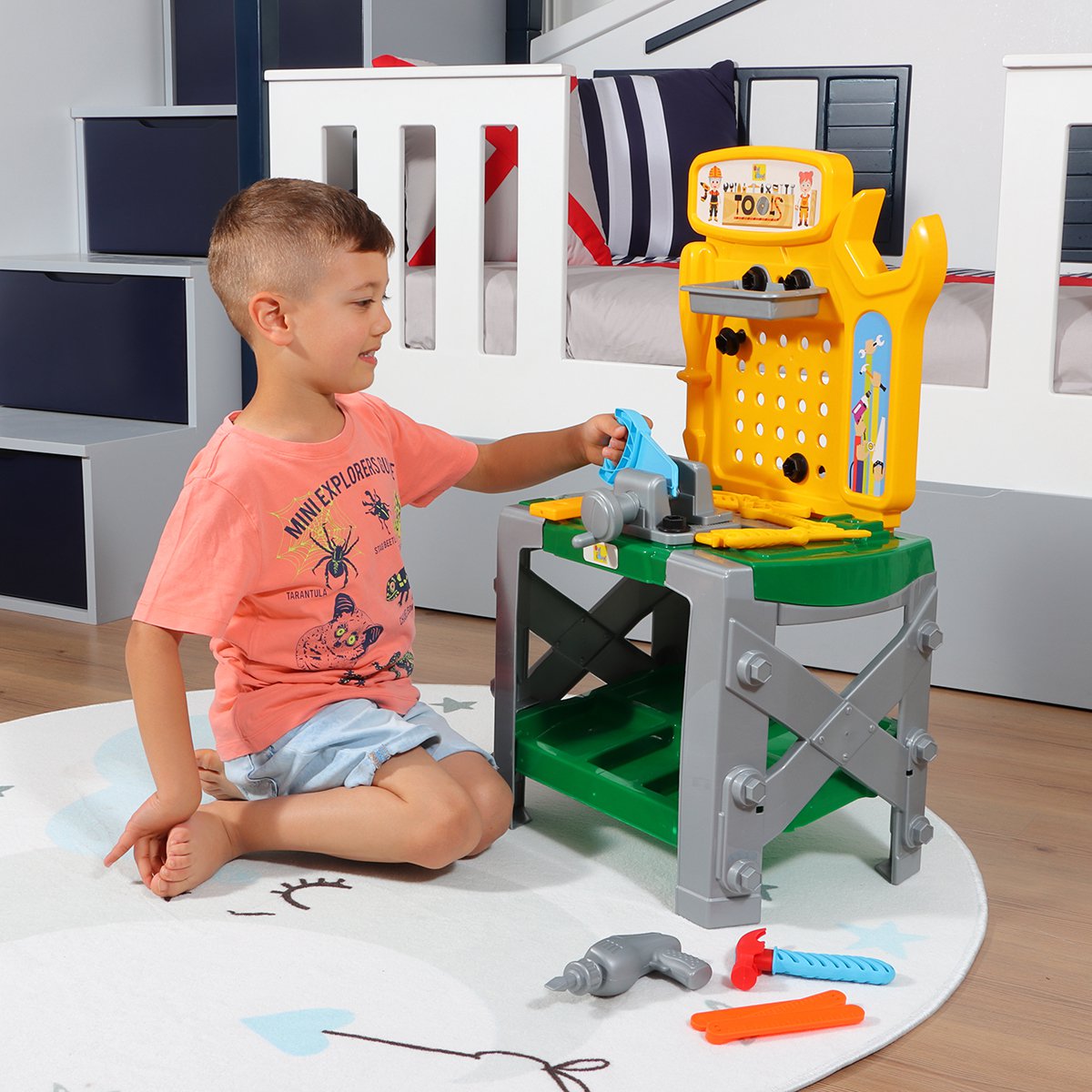 Ogi Mogi Kids Tool Bench, 33 Pieces Construction Workbench with Electric Drill